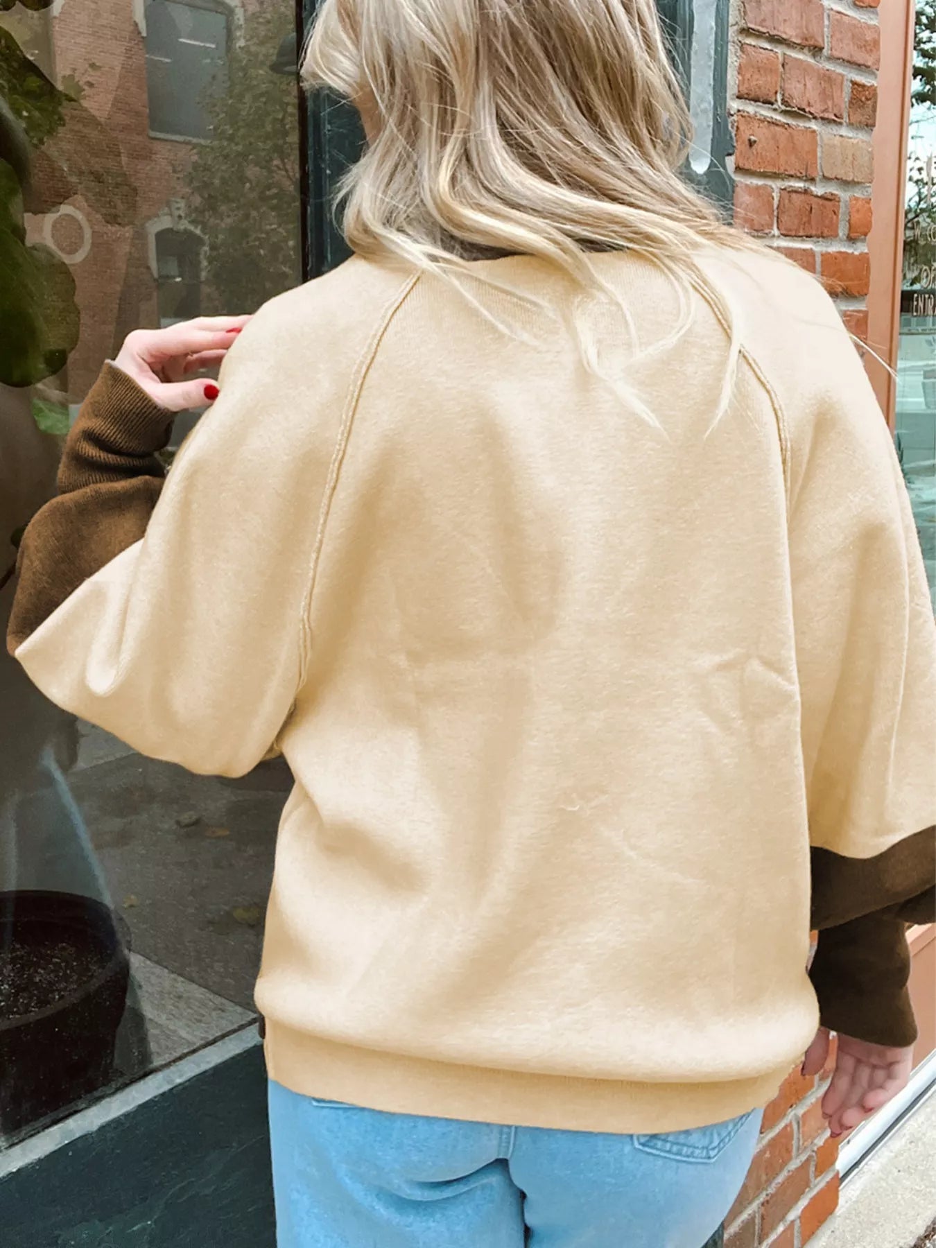 Color Block Mock Neck Long Sleeve Sweater Trendsi