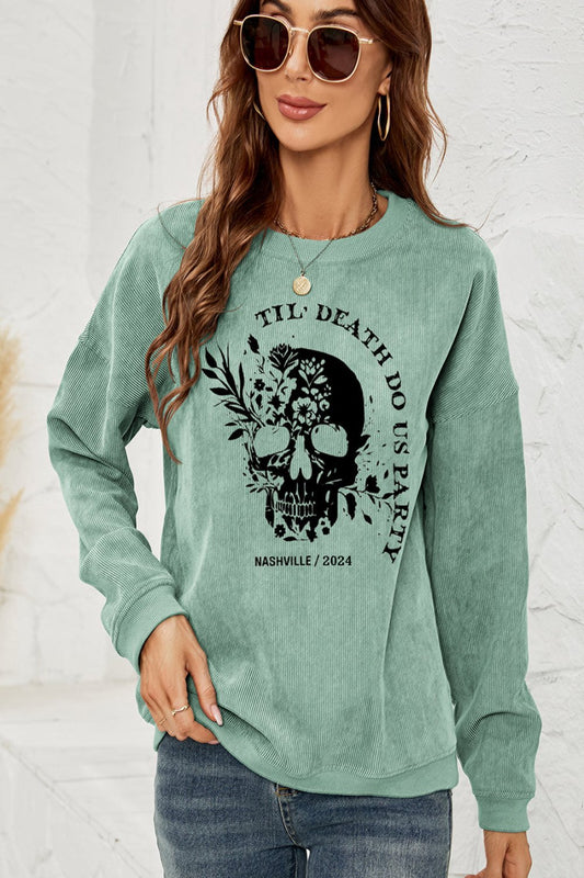 Women Skull Graphic Dropped Shoulder Sweatshirt NicholesGifts
