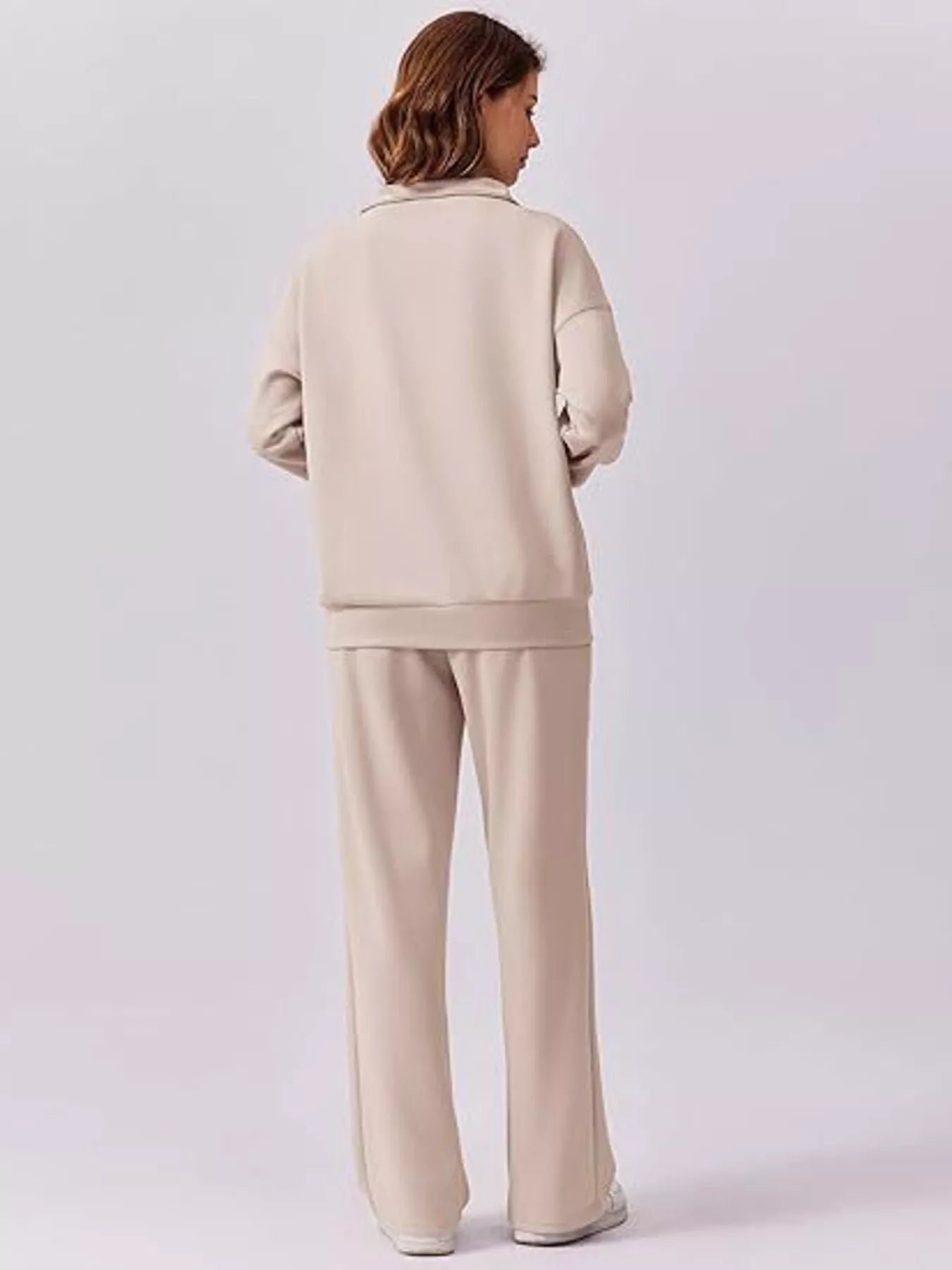 Relaxed Fit Quarter-Zip Top and Pants Set nicholesgifts