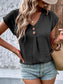 Decorative Button V-Neck Short Sleeve Blouse nicholesgifts