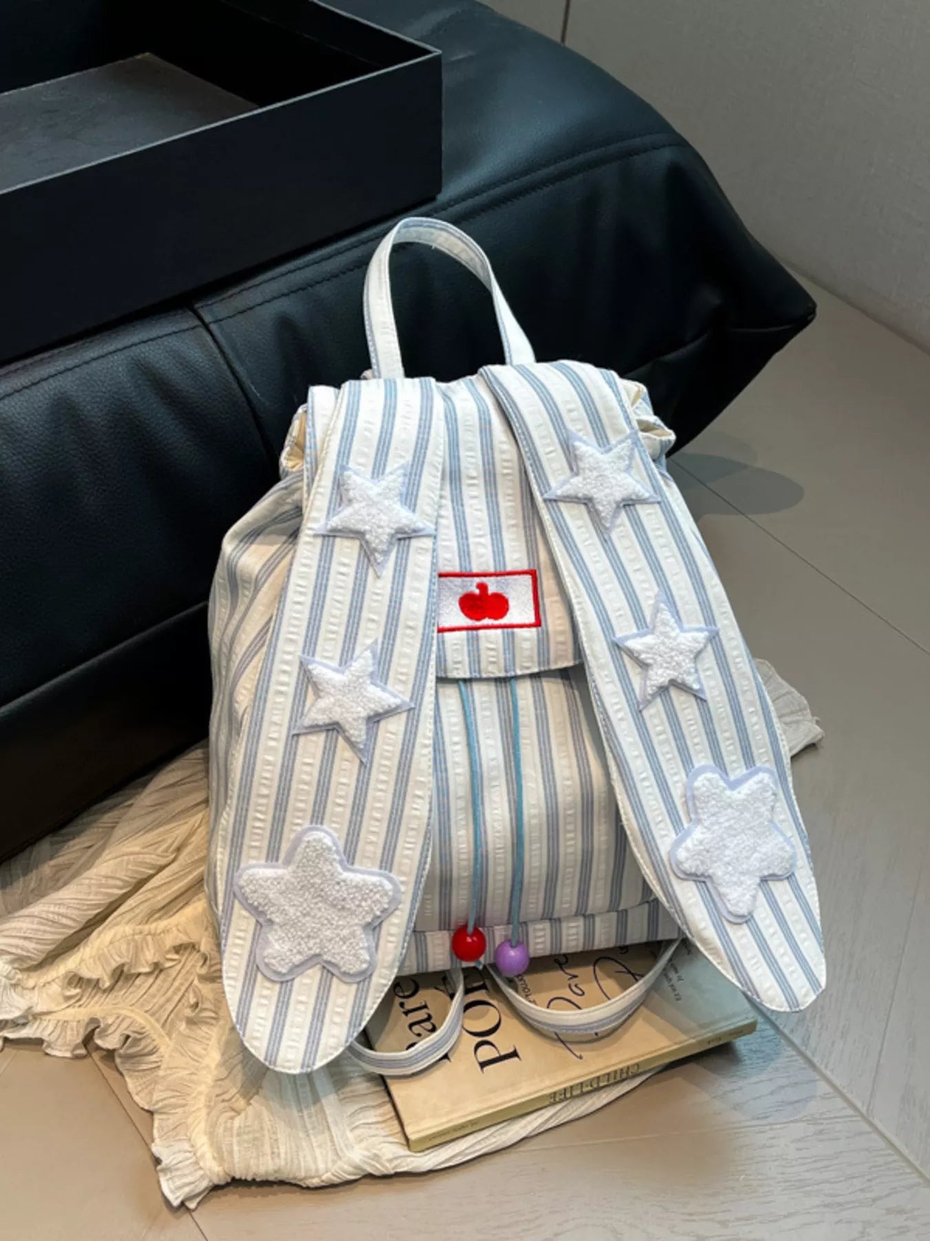 Striped Star Bunny Ear Backpack Bag nicholesgifts