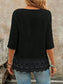 Lace Hem V-Neck Blouse nicholesgifts