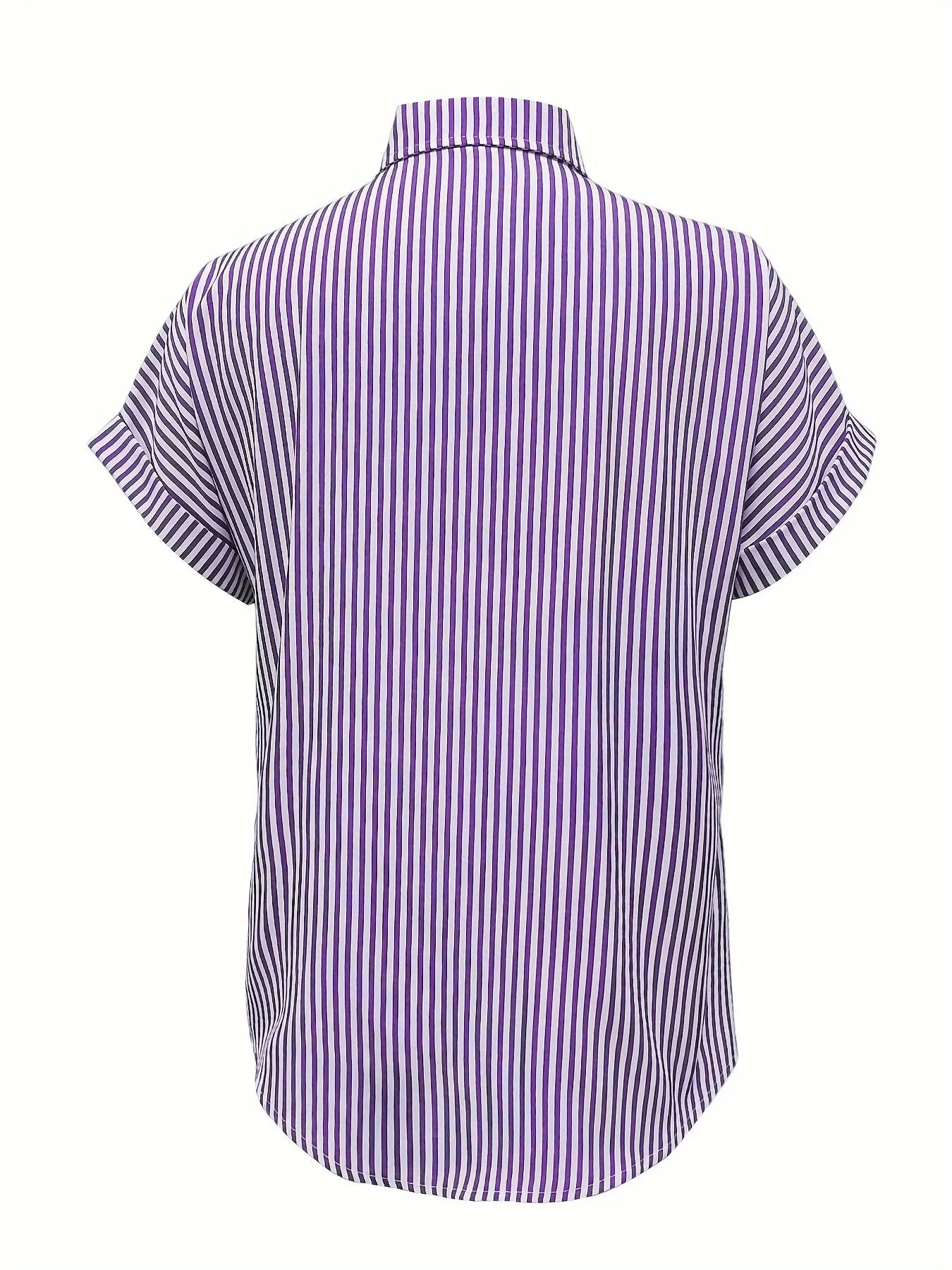 Full Size Striped Button-Up Casual Shirt with Pocket Plus Size nicholesgifts