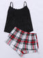 Plus Size Lace Trim Scoop Neck Cami and Printed Shorts Pajama Set nicholesgifts