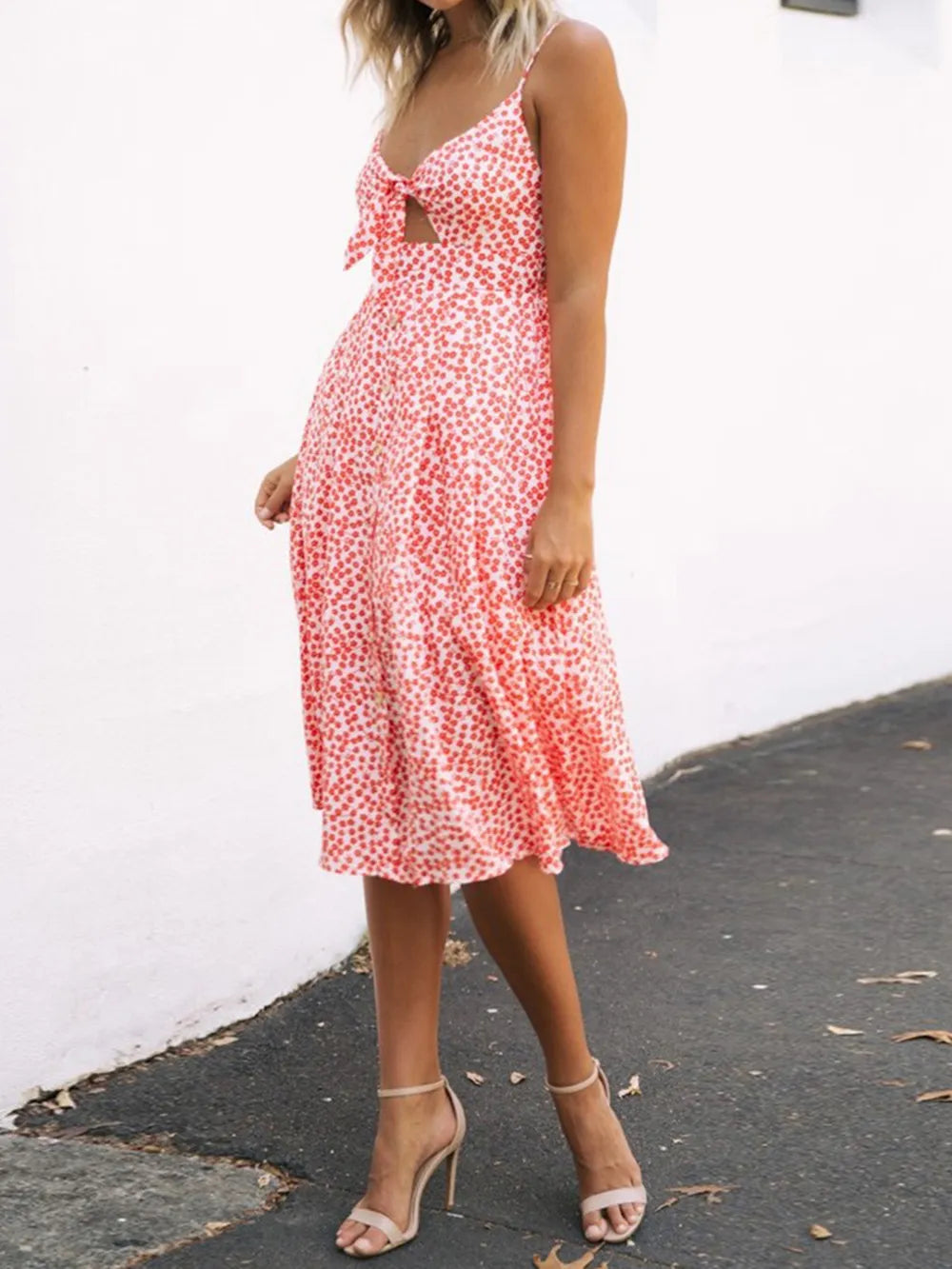 Cutout Smocked Sweetheart Neck Cami Dress nicholesgifts