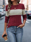 Color Block Round Neck Long Sleeve Top nicholesgifts