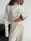 Slit Turtleneck Long Sleeve Top and Pants Sweater Set nicholesgifts