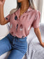 Feather Print Lapel Collar Puff Sleeve Shirt nicholesgifts