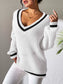 Contrast Trim V-Neck Long Sleeve Sweater nicholesgifts