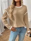Ribbed Contrast Trim Long Sleeve Top nicholesgifts