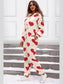 Fuzzy Heart Zip Up Hooded Lounge Jumpsuit nicholesgifts