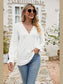Eyelet Lace Trim Flounce Sleeve Blouse nicholesgifts