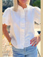 Striped Ruffle Short Bubble Sleeve Shirt nicholesgifts