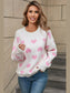 Women Heart Round Neck Long Sleeve Valentine's Day Sweater nicholesgifts