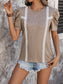 Women Lace Detail Round Neck Puff Sleeve Blouse nicholesgifts