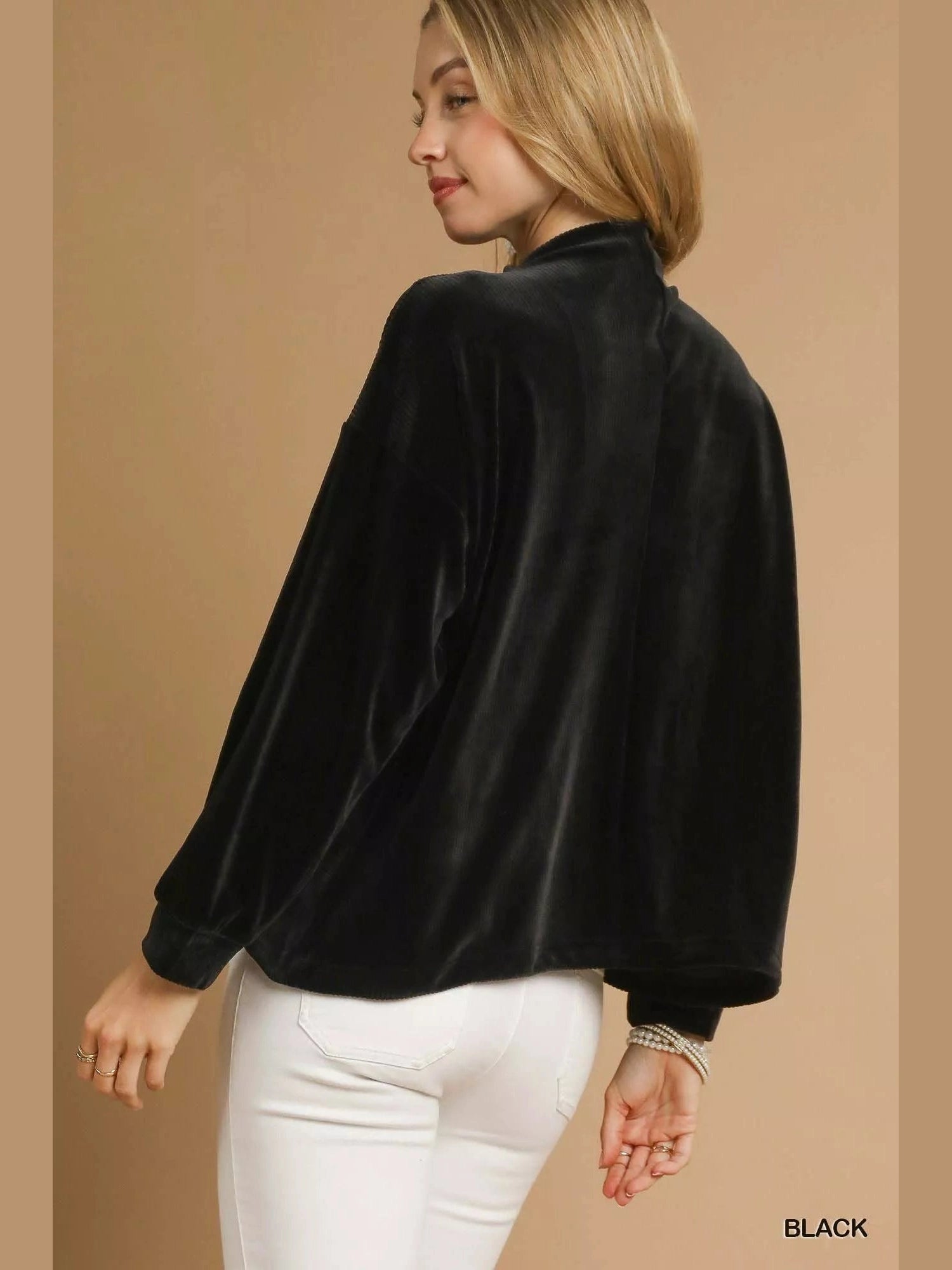 Umgee Ribbed Drawstring Hem Knit Top Trendsi