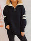 Ribbed Two-Tone Half Zip Sweater Trendsi