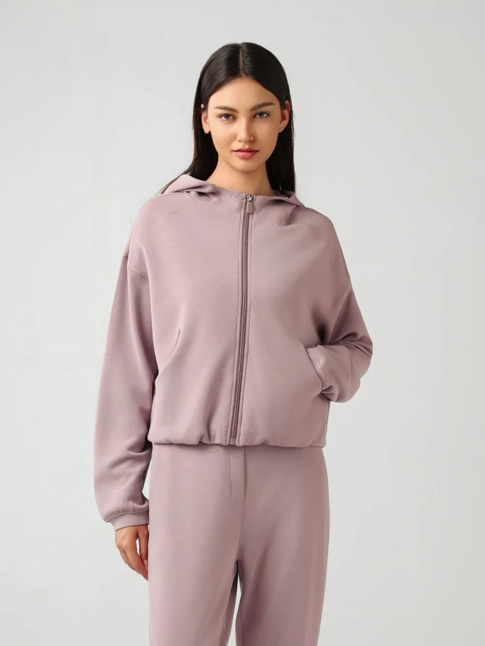 Millennia Zip Up Dropped Shouder Active Hooded nicholesgifts