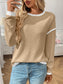 Ribbed Contrast Trim Long Sleeve Top nicholesgifts