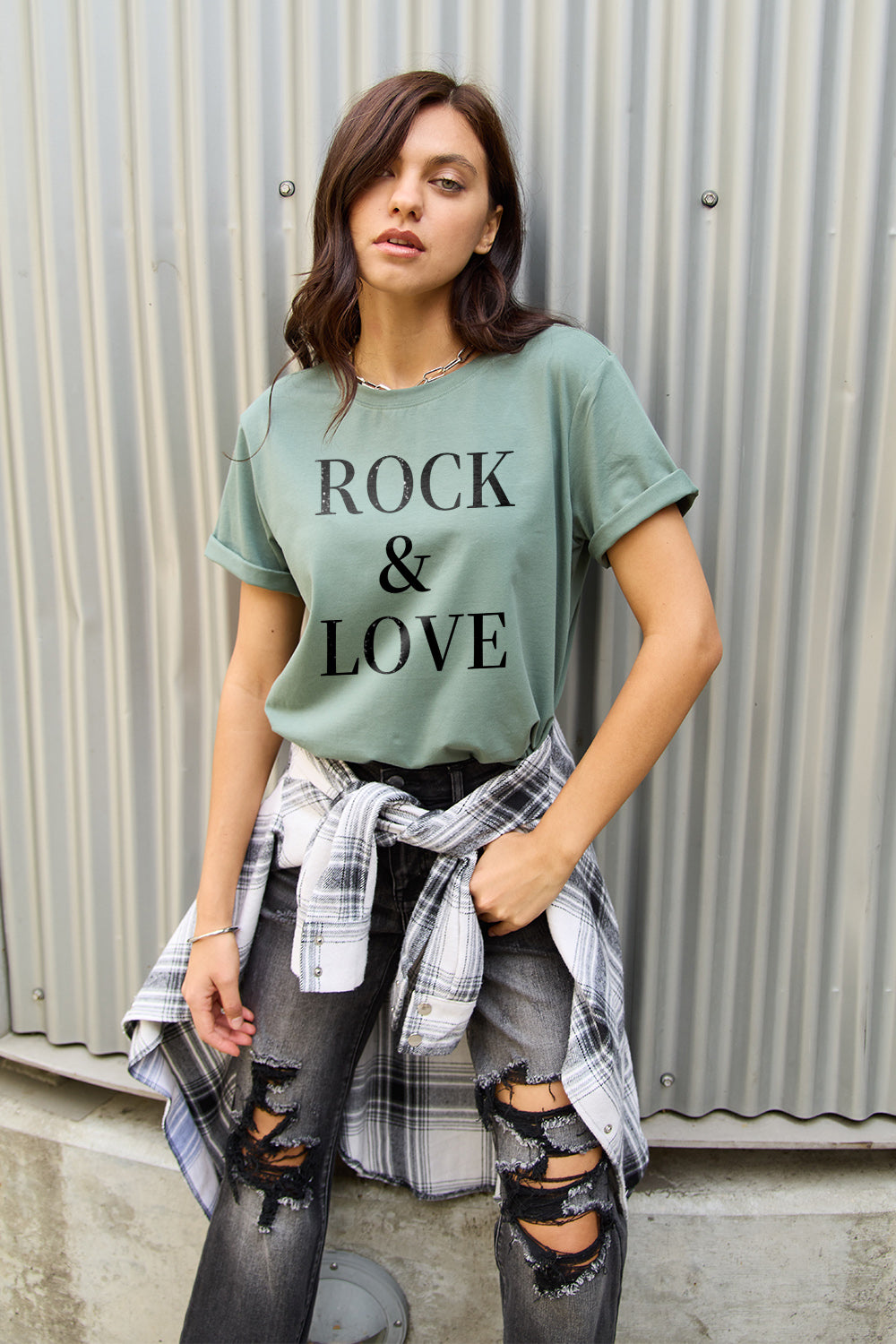 Simply Love Full Size ROCK ＆ LOVE Short Sleeve T-Shirt nicholesgifts