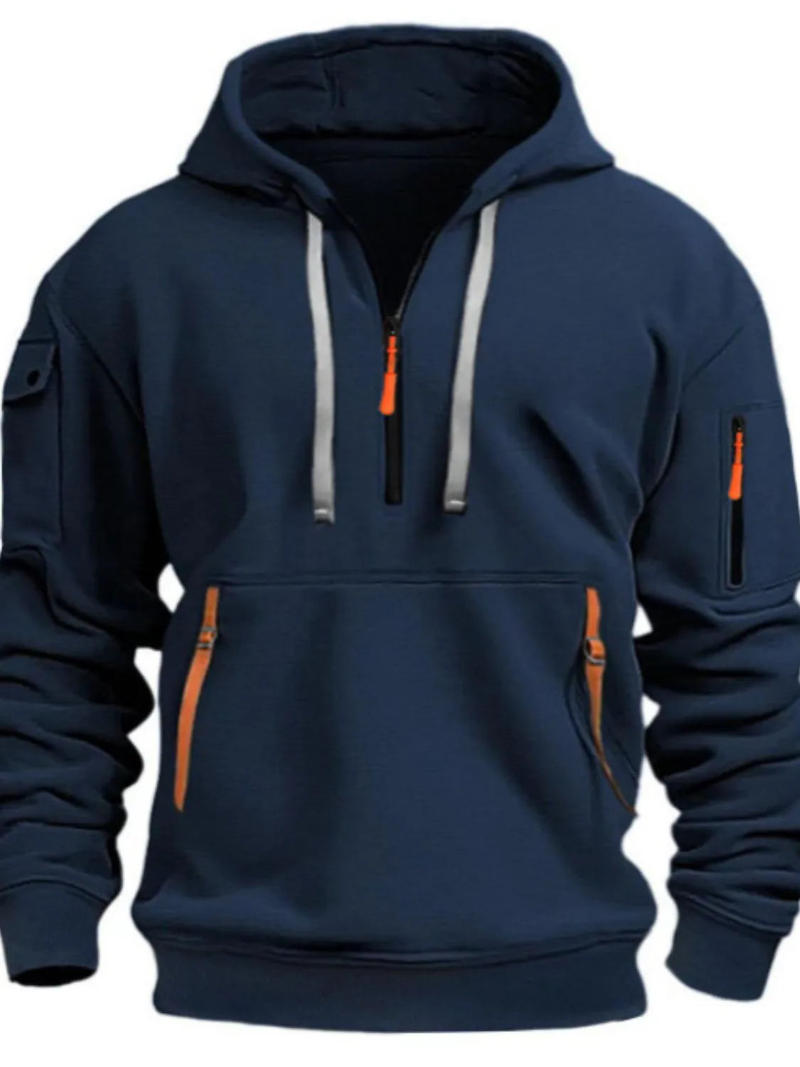 Men's Full Size Half Zip Drawstring Hoodie Plus Size NicholesGifts