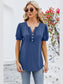 Women Frill Notched Short Sleeve Blouse nicholesgifts
