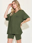 WomeBasic Bae Full Size V-Neck Drop Shoulder Short Sleeve T-Shirt and Shorts Set nicholesgifts