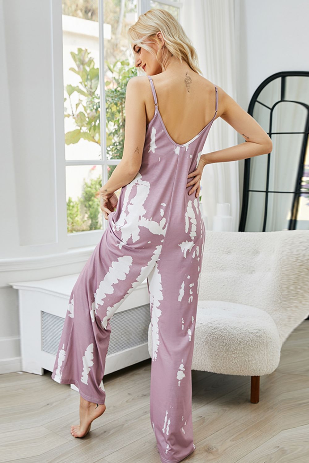 Tie-Dye Spaghetti Strap Jumpsuit with Pockets nicholesgifts