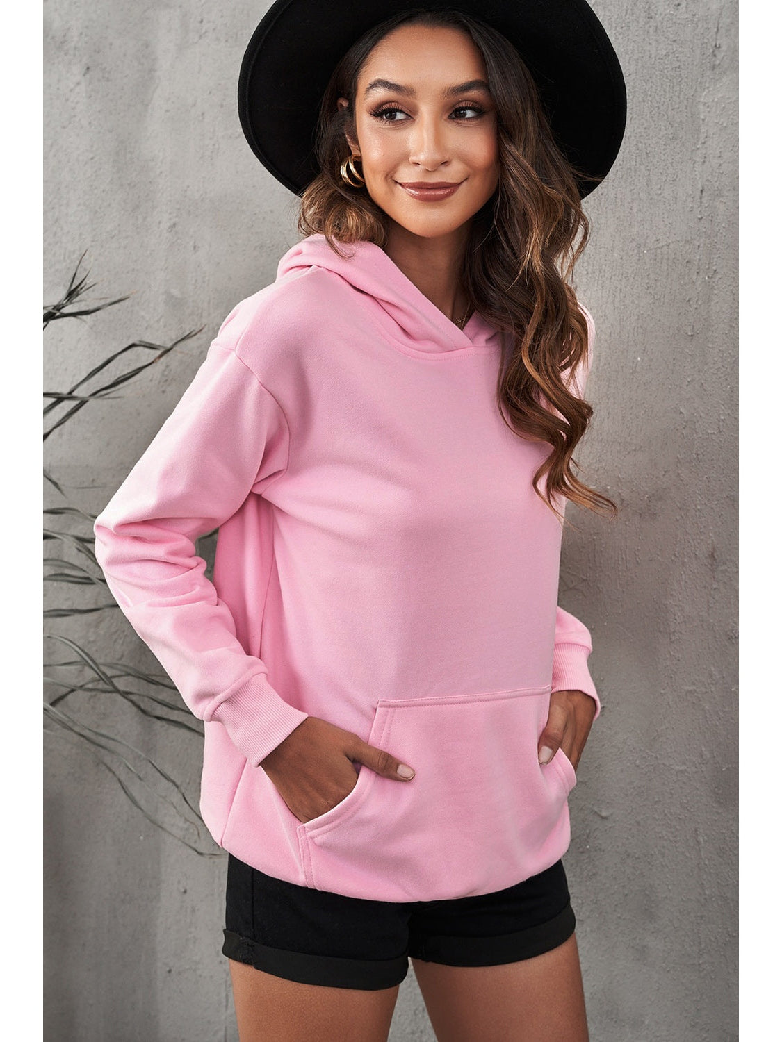 Dropped Shoulder Kangaroo Pocket Hoodie nicholesgifts