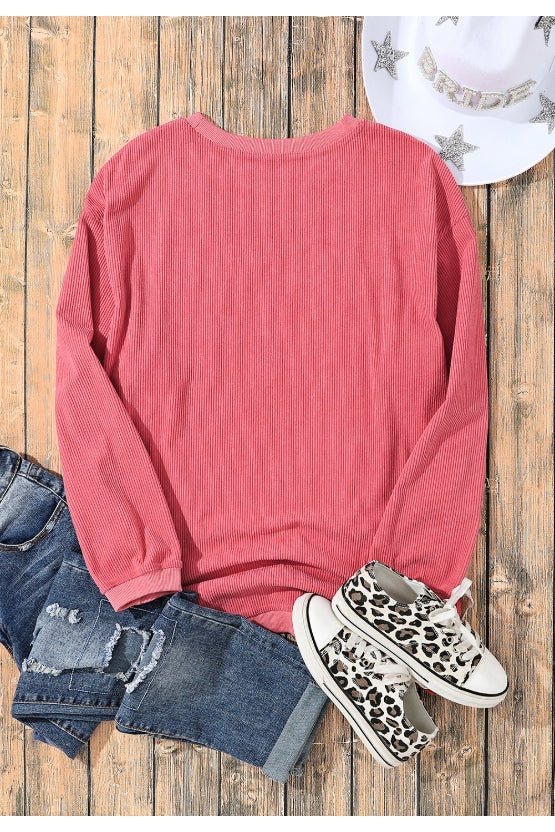 Women Valentine's Day LOVE Round Neck Long Sleeve Sweatshirt NicholesGifts