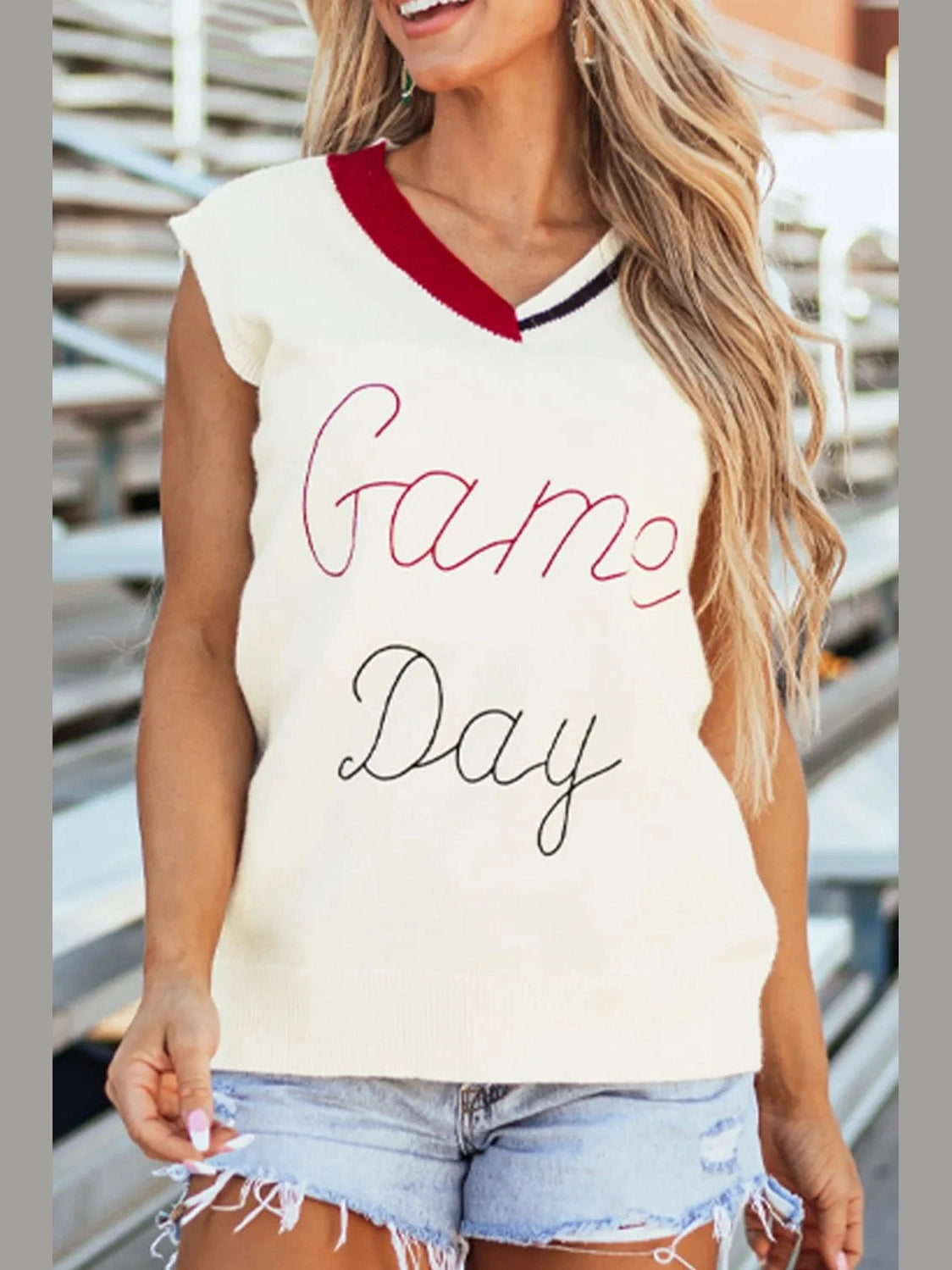GAME DAY V-Neck Sweater Vest nicholesgifts