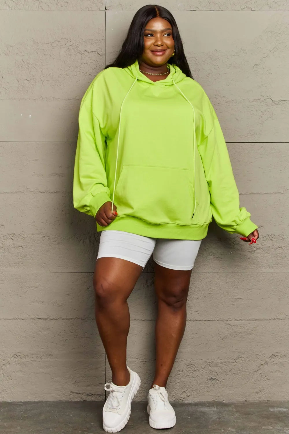 Full Size Drawstring Long Sleeve Hoodie Trendsi
