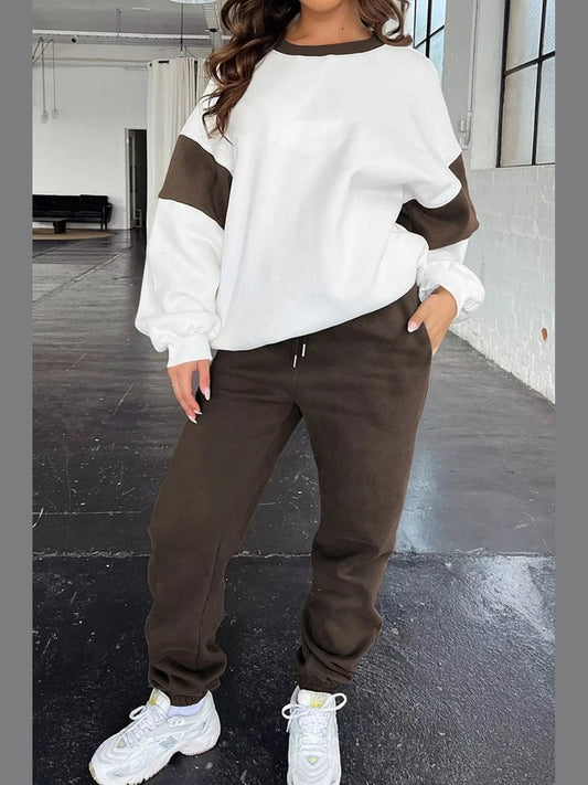 Drop Shoulder Loose Sweatshirt and Joggers Active Set nicholesgifts