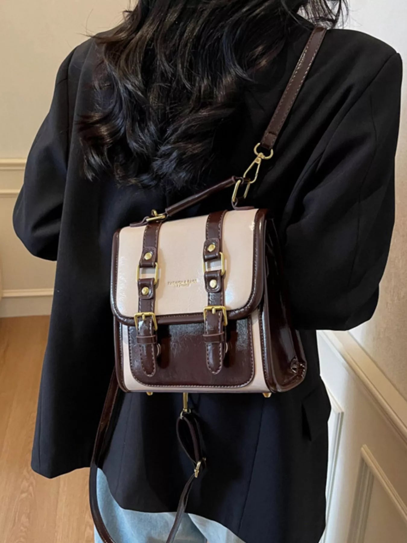 Vintage Style Buckle Backpack Bag nicholesgifts
