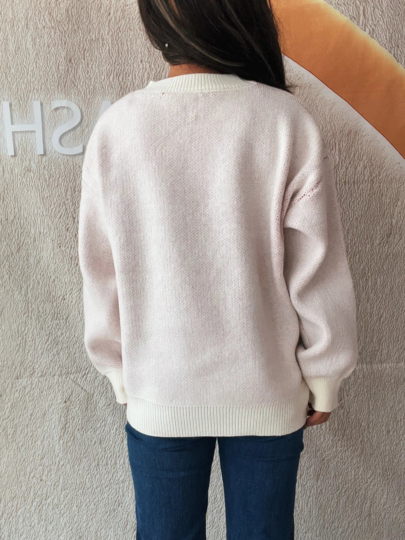 Bow Pattern Casual Long Sleeve Sweater