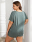 Plus Size Round Neck Short Sleeve Two-Piece Loungewear Set nicholesgifts