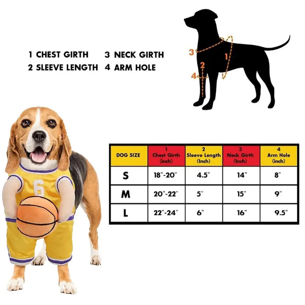 Adorable Basketball Player Dog Costume with Ball - Perfect for Halloween and Cosplay!