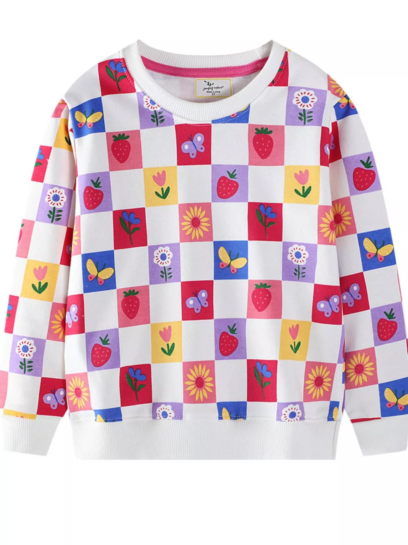Children's Colorful Checkered Pattern Sweatshirt Trendsi