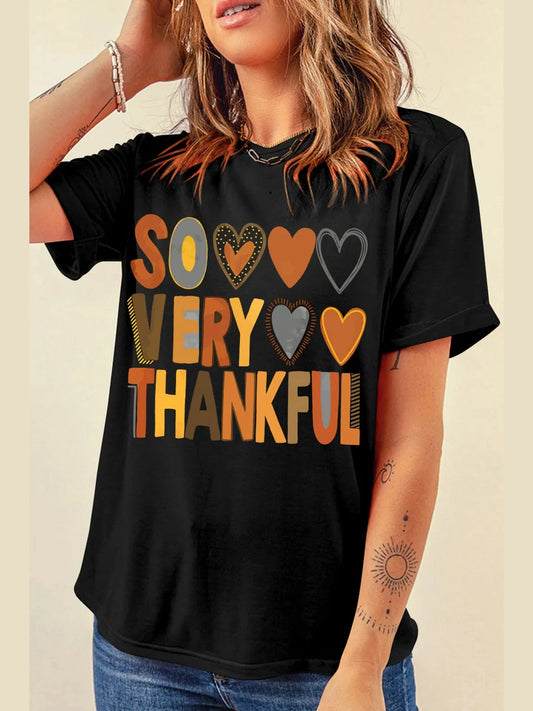 Letter Graphic Round Neck Short Sleeve T-Shirt nicholesgifts