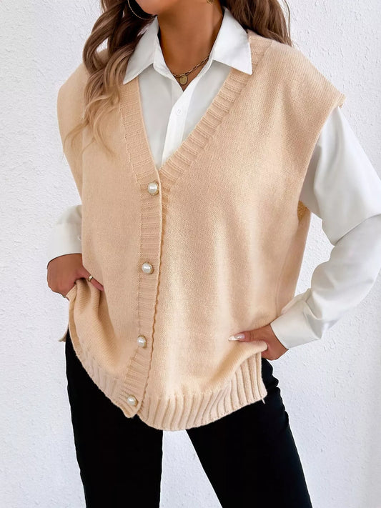Button-Down Button Up Sweater Vest nicholesgifts