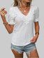 Eyelet Lace Detail V-Neck Flounce Sleeve Blouse nicholesgifts
