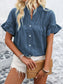 Button Down Ruffled Short Sleeve Shirt nicholesgifts