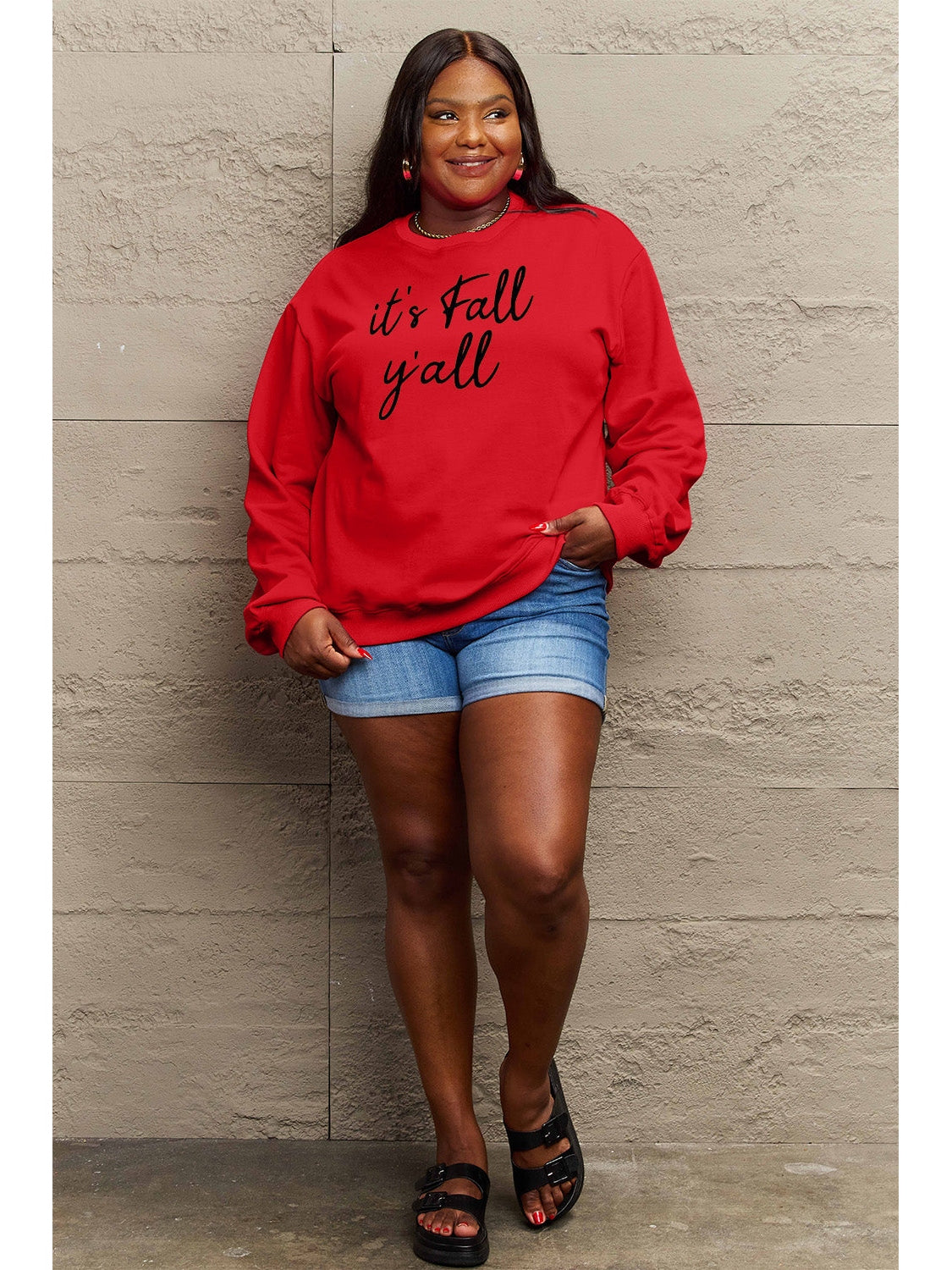 Simply Love Full Size IT'S FALL Y'ALL Graphic Sweatshirt nicholesgifts