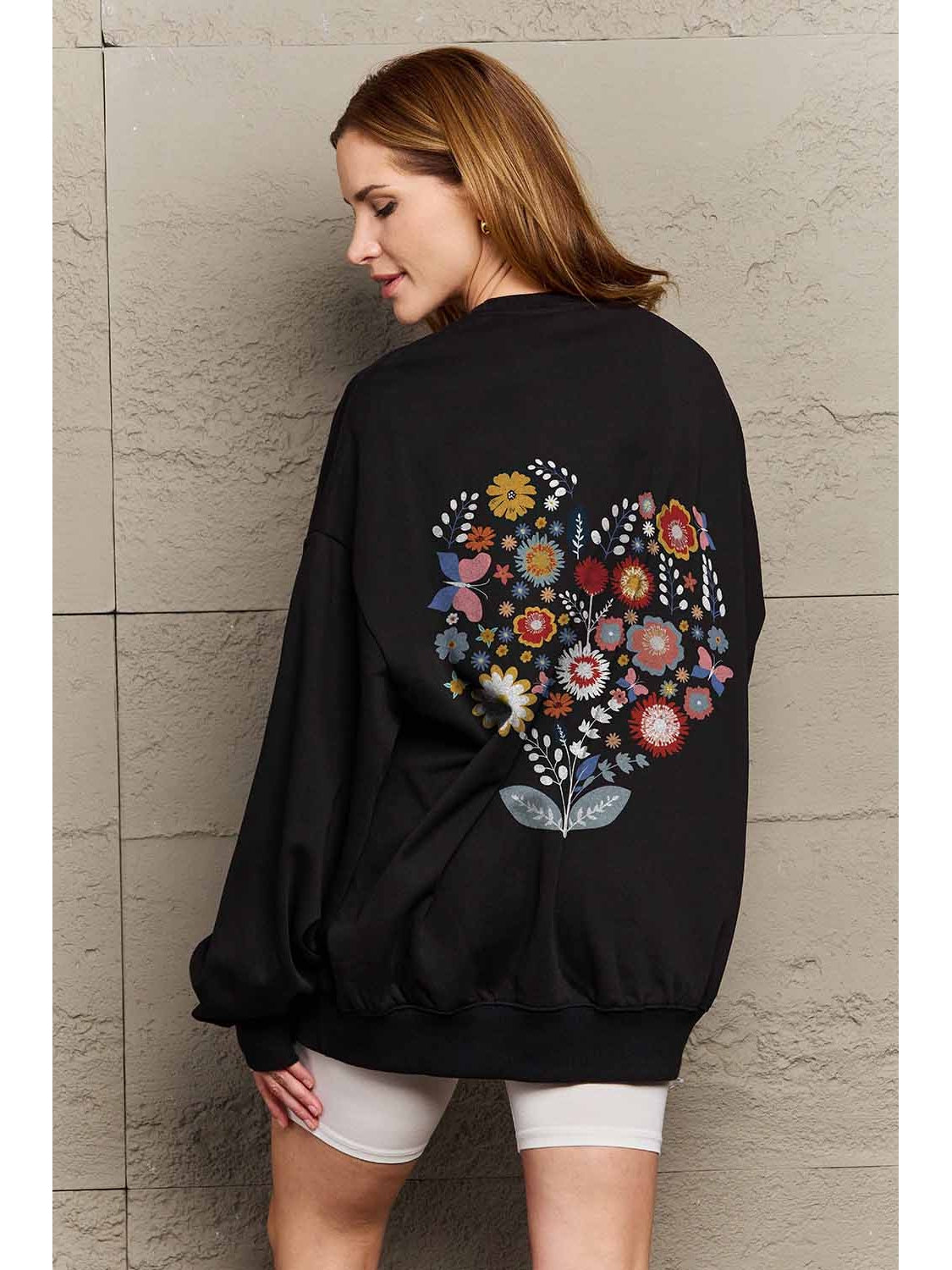 Simply Love Full Size Flower Graphic Sweatshirt nicholesgifts