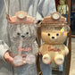 Cute Bear 1000ml Water Bottle - 2-in-1 Straw Cup for Kids, BPA Free & Leakproof - Perfect for School & Sports Gifts!