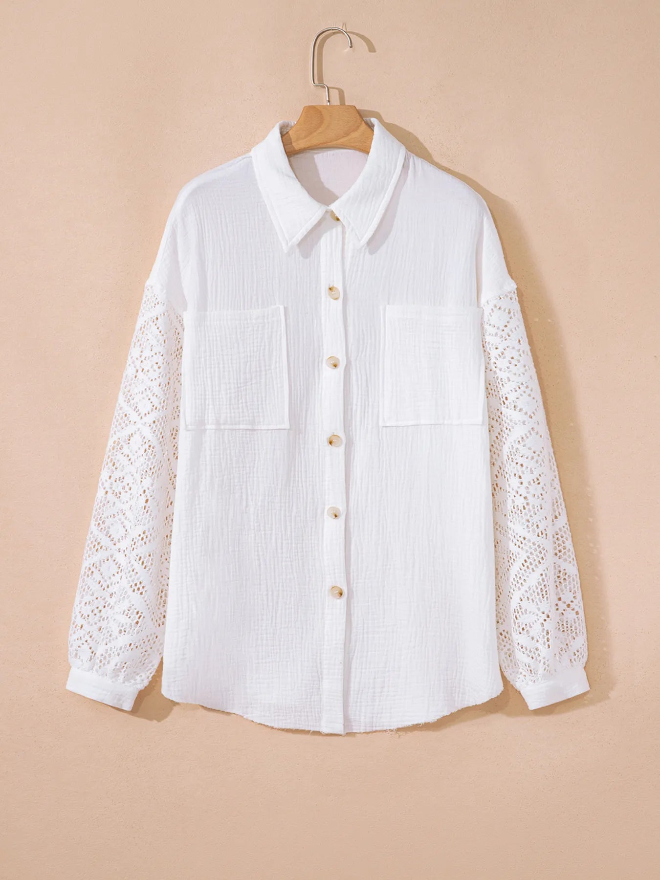 Lace Sleeve Button Down Shirt NicholesGifts