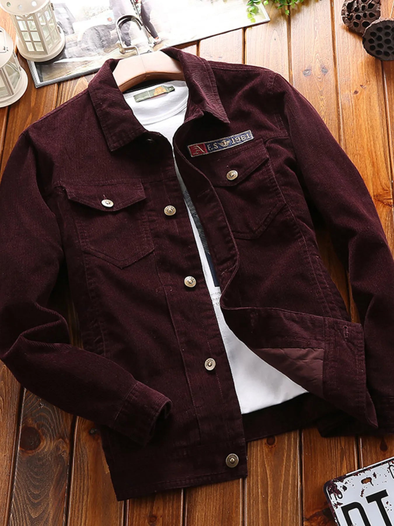 Men's Plus Size Button Up Long Sleeve Jacket