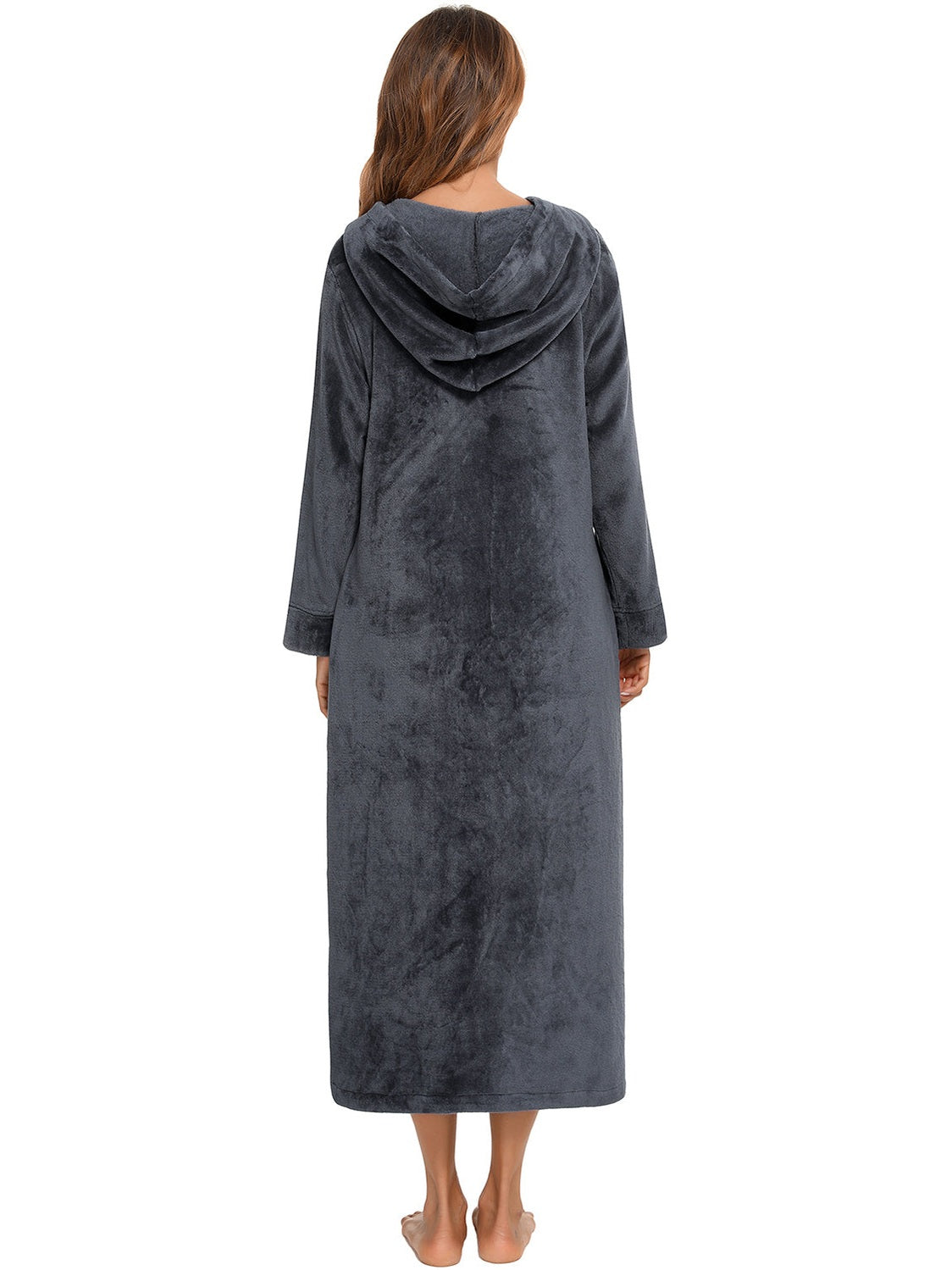 Zip Front Hooded Night Dress with Pockets nicholesgifts