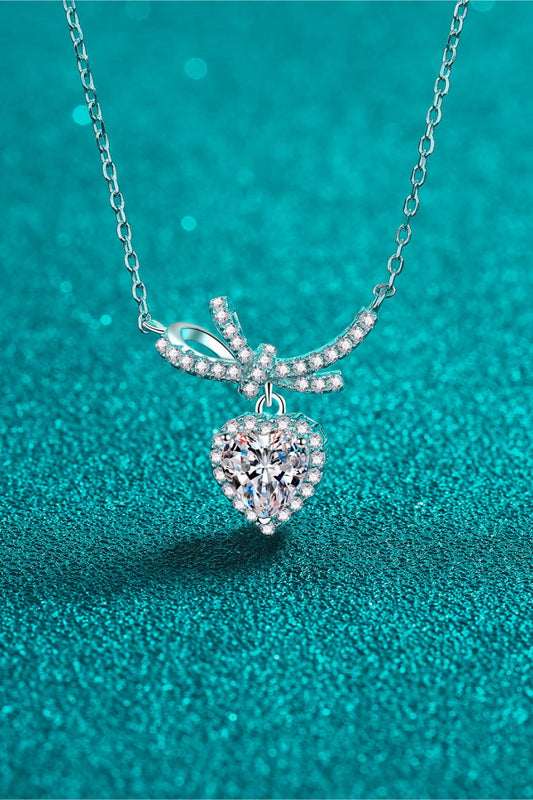 1 Carat Moissanite Heart Pendant Necklace Trendsi