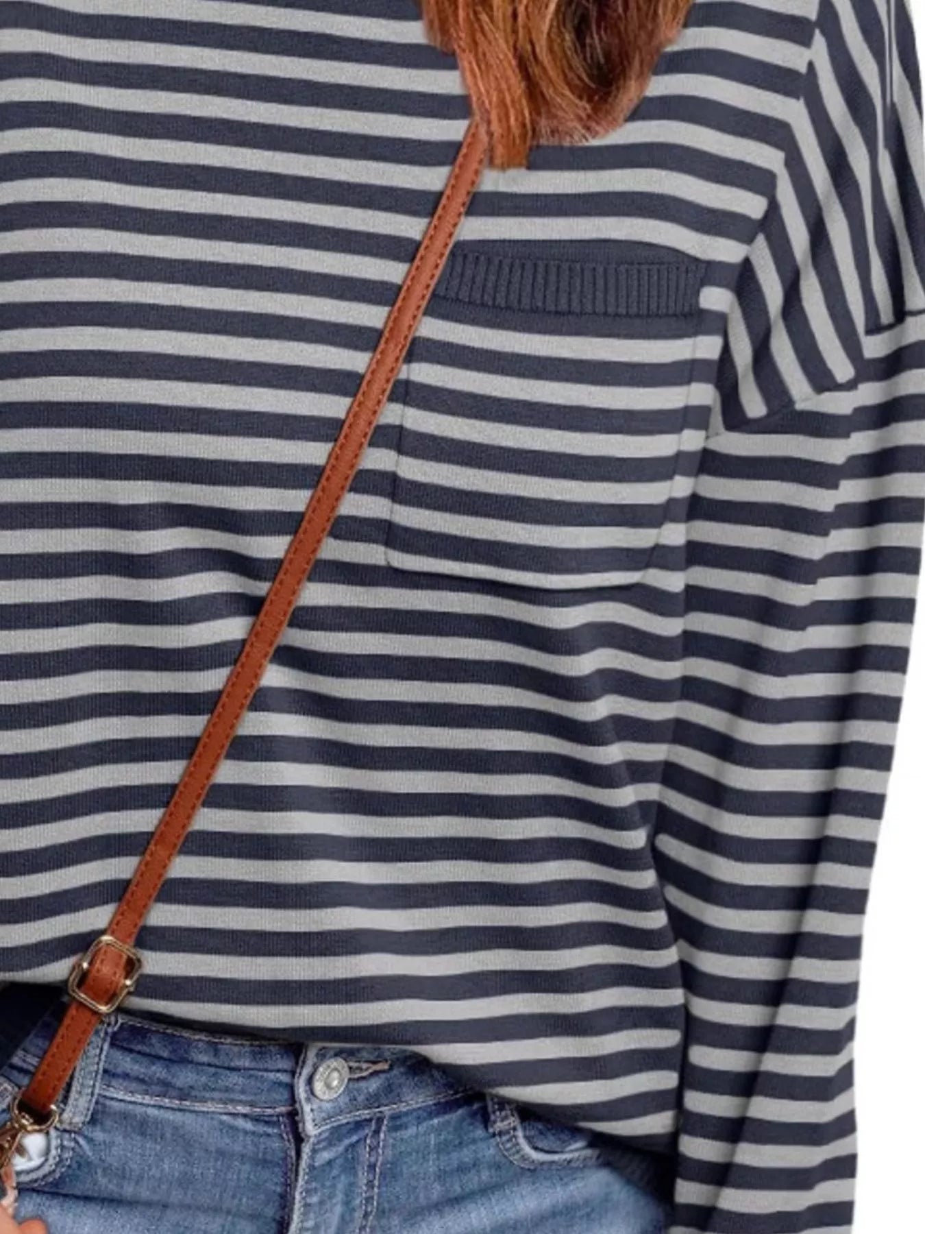 Striped Round Neck Long Sleeve Knit Top